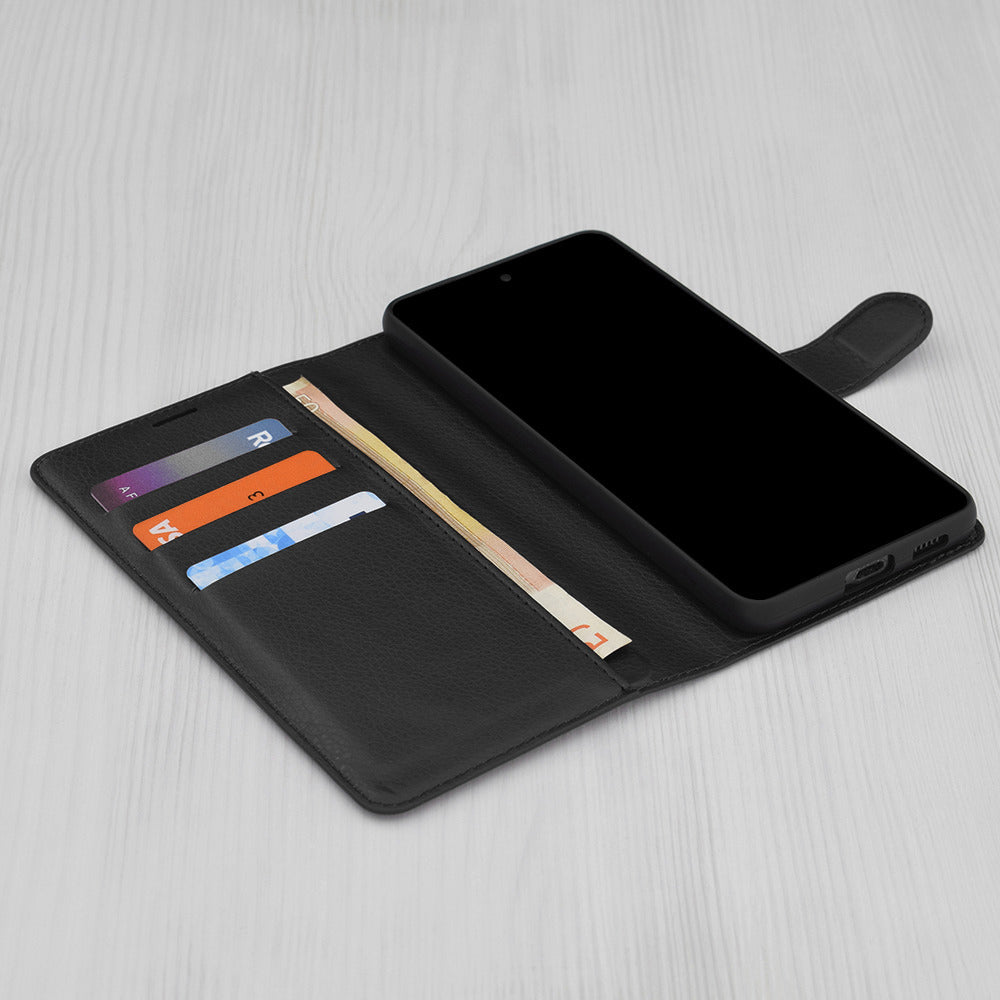 Kotelo Motorola Edge 70 Fusionille, Techsuit, Leather Folio, Musta