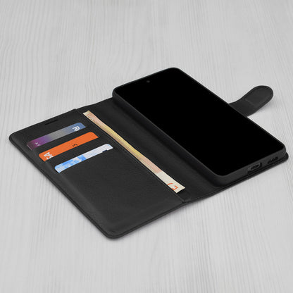 Kotelo Motorola Edge 70 Fusionille, Techsuit, Leather Folio, Musta