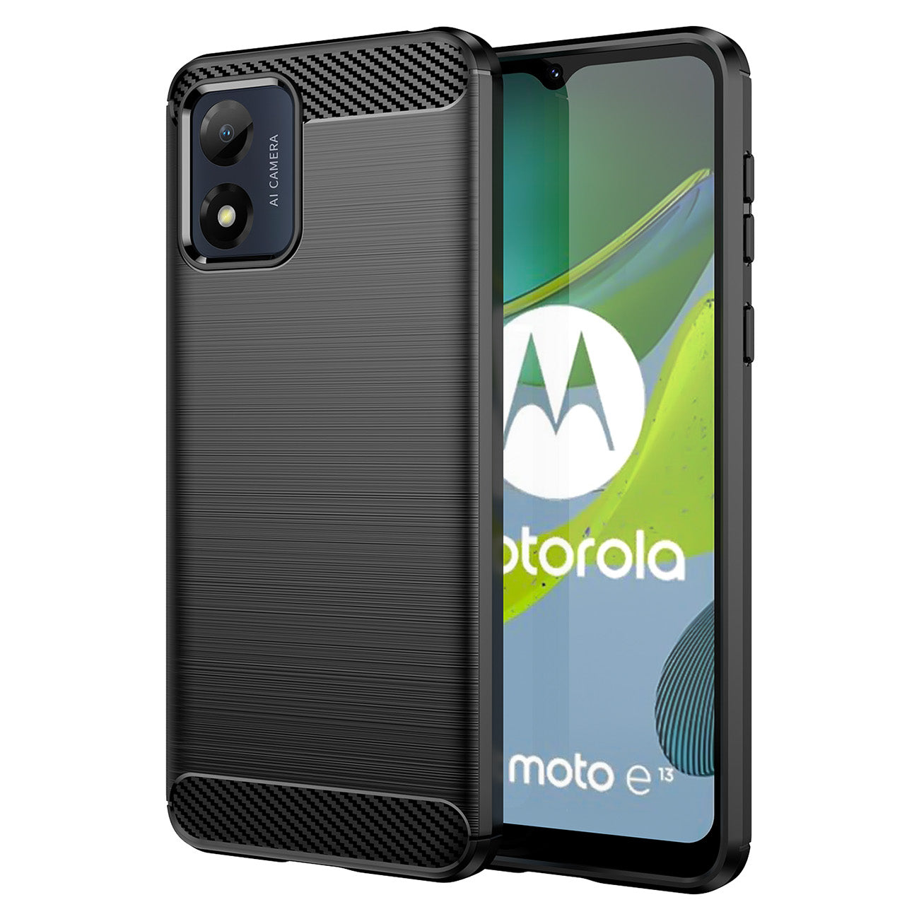 Kuori Motorola Moto E13:lle, OEM, Hiili, Musta