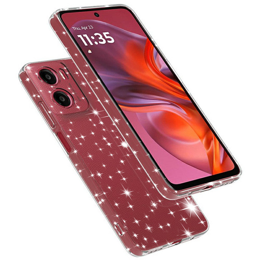 Kuori Motorola Moto E15 / G05:lle, Techsuit, SparkleSkin, Läpinäkyvä