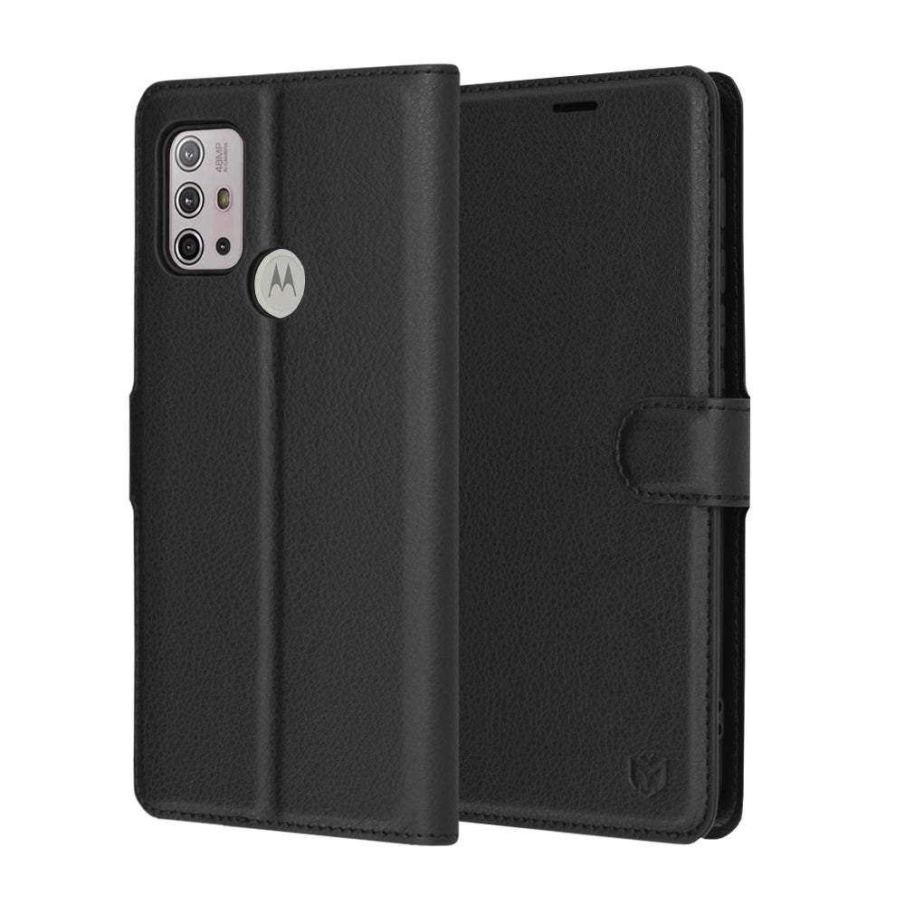Kotelo Motorola Moto G30 / G20 / G10:lle, Techsuit, nahkainen folio, musta