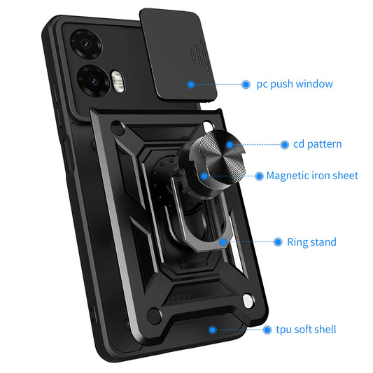 Kuori Motorola Moto G35:lle, Techsuit, CamShield, Musta