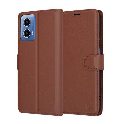 Kotelo Motorola Moto G45 / G34:lle, Techsuit, Leather Folio, Ruskea