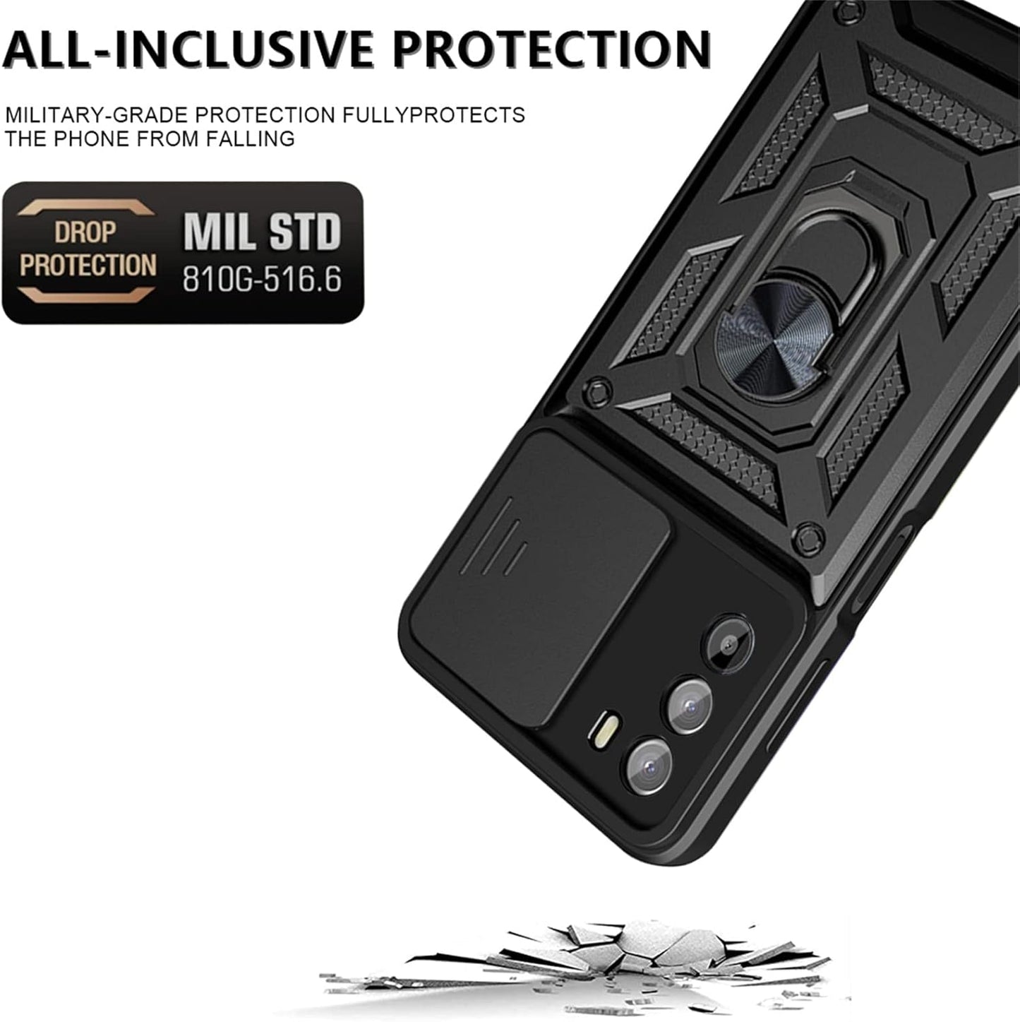 Kuori Motorola Moto G62 5G:lle, Techsuit, CamShield, Musta