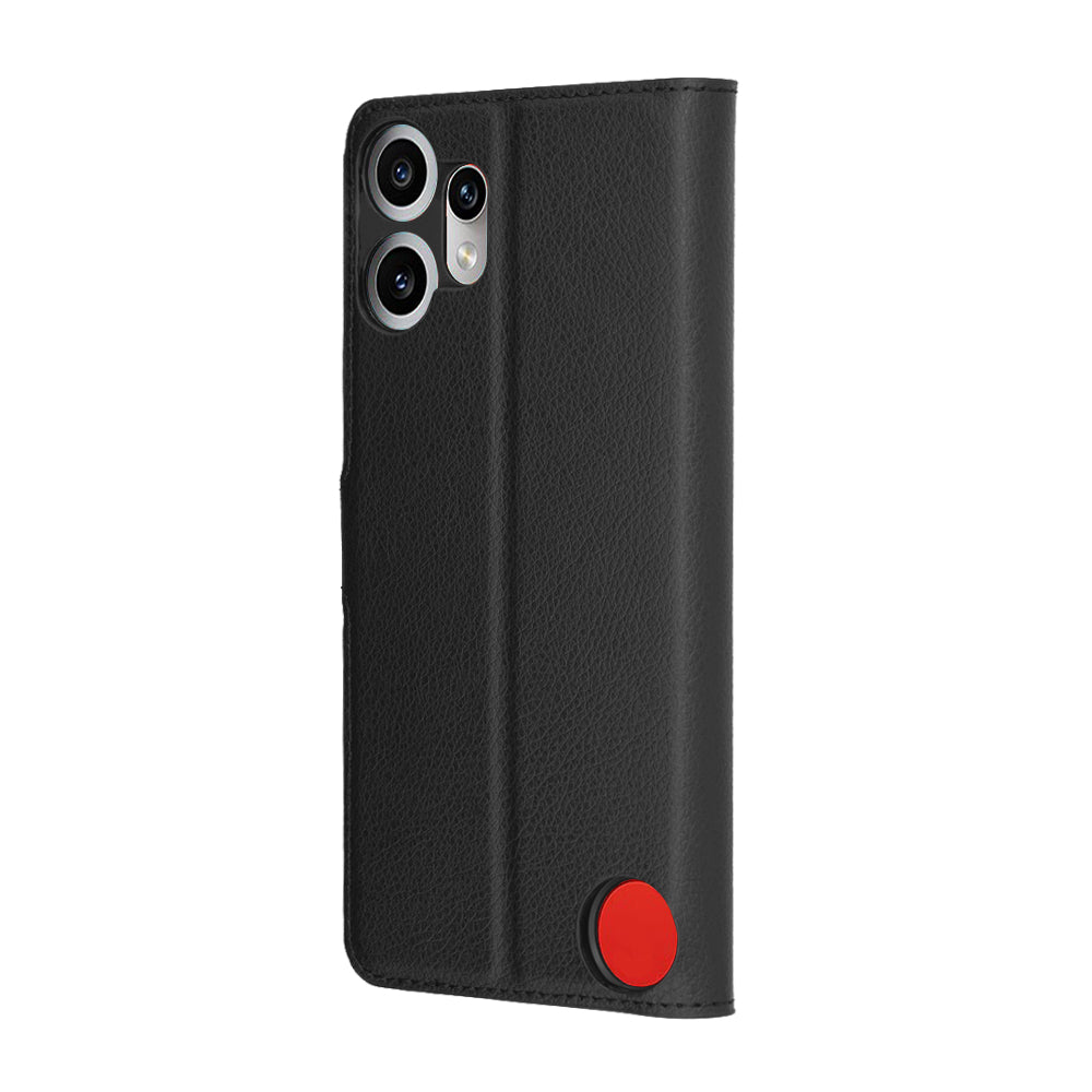 Kuori Nothing CMF Phone 2 Pro:lle, Techsuit, nahkainen folio, musta