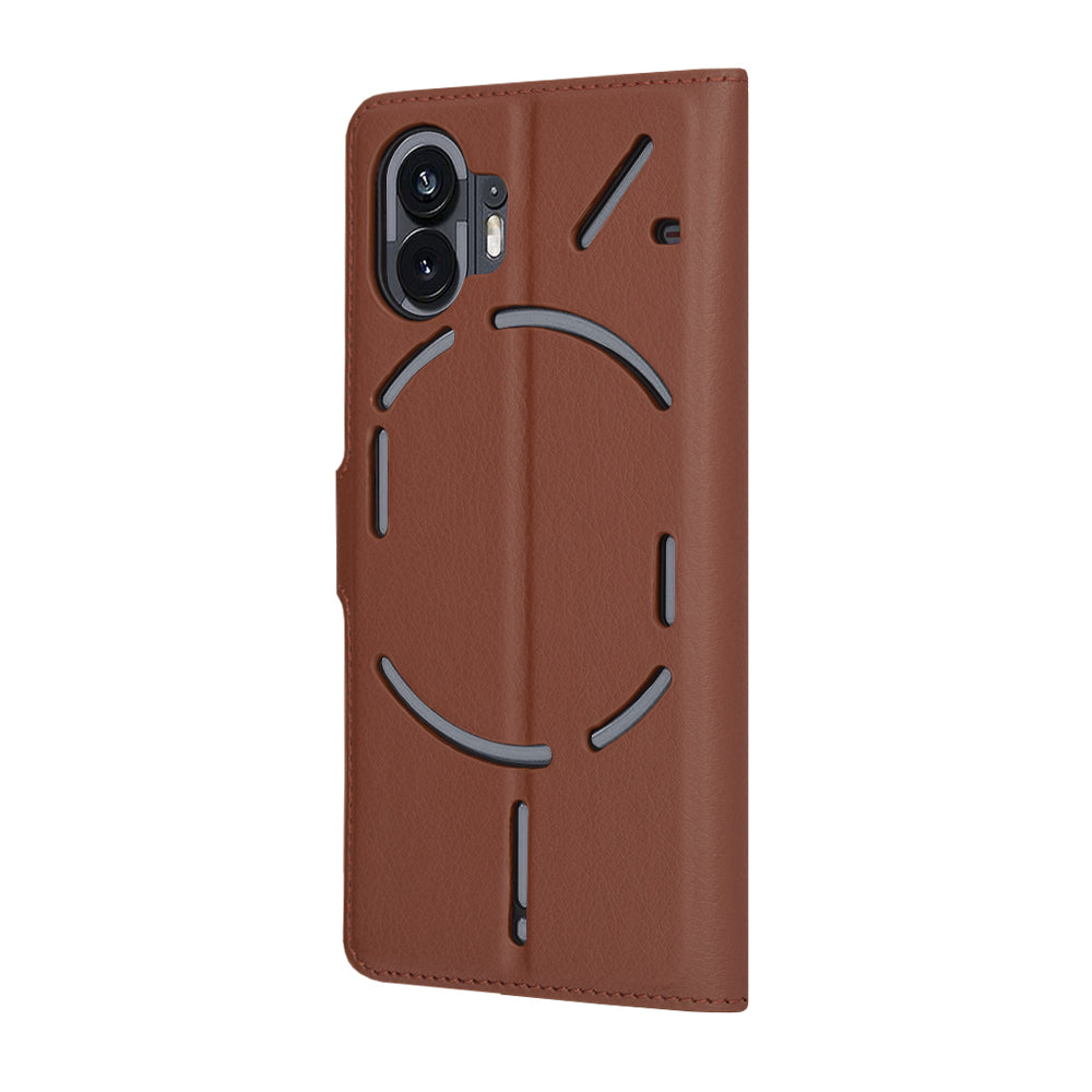 Case for Nothing Phone (2), Techsuit, Leather Folio, Brown