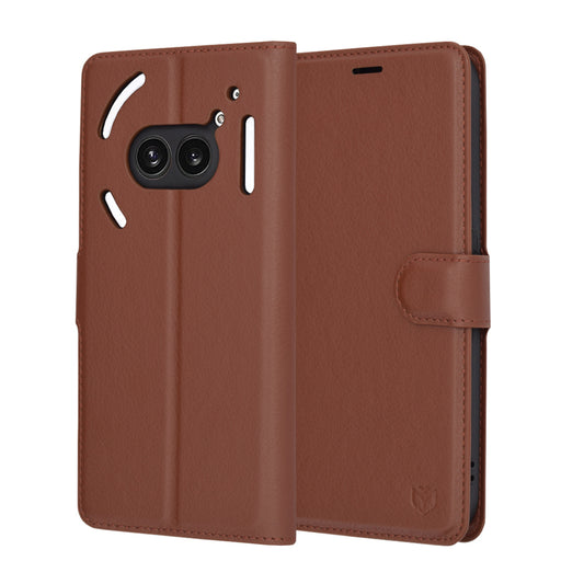 Kuori Nothing Phone (2a) Plus / Phone (2a) -puhelimelle, Techsuit, nahkainen folio, ruskea