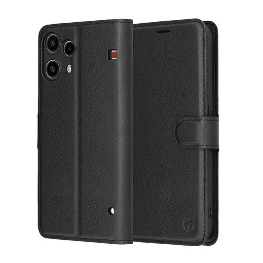 Kotelo Nothing Phone (3a) Lite, Techsuit, Leather Folio, Musta
