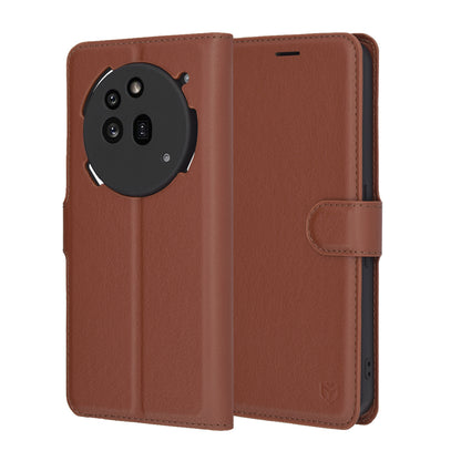 Case for Nothing Phone (3a) Pro, Techsuit, Leather Folio, Brown