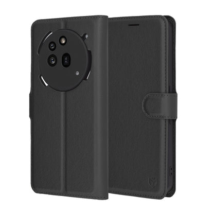Kuori Nothing Phone (3a) Pro:lle, Techsuit, nahkainen folio, musta