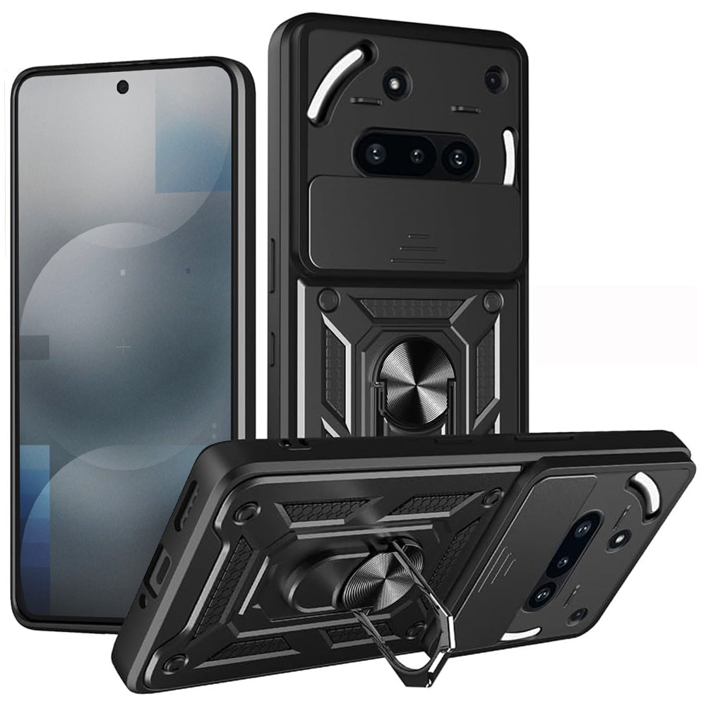 Kuori Nothing Phone (3a):lle, Techsuit, CamShield, Musta