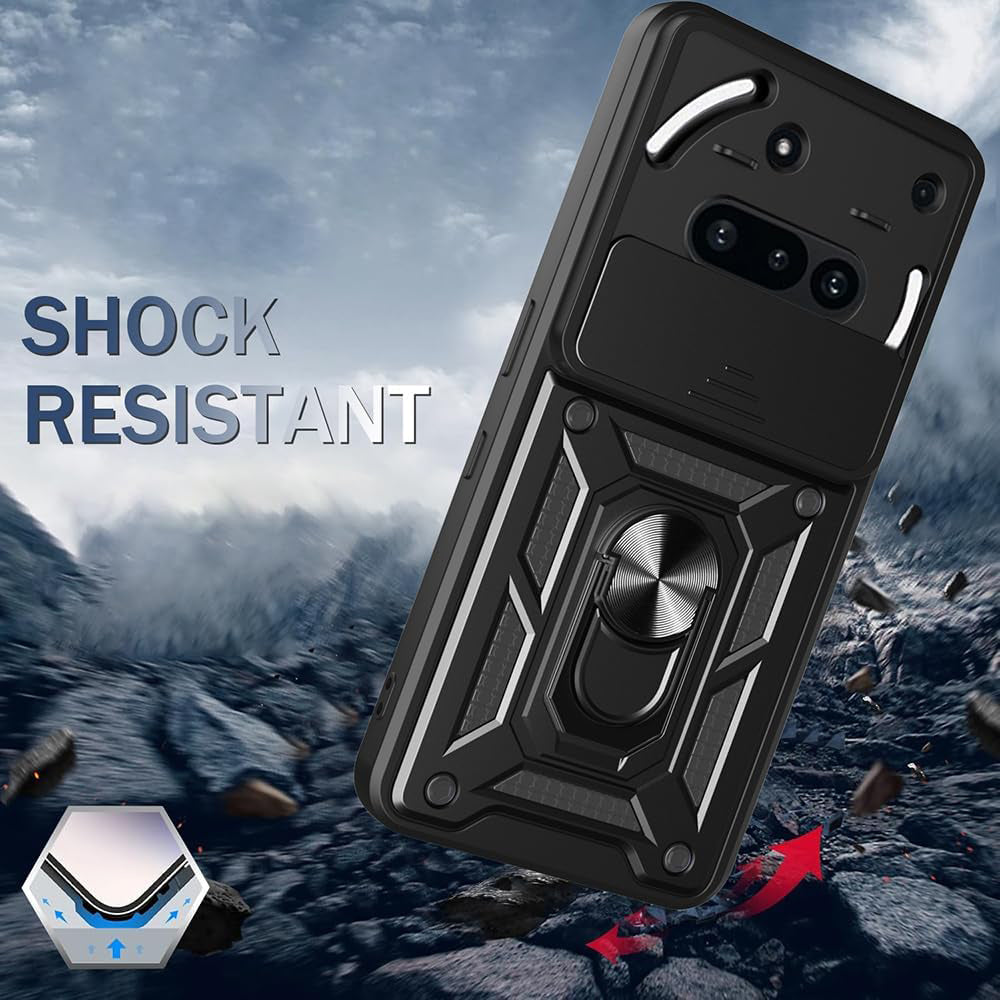 Kuori Nothing Phone (3a):lle, Techsuit, CamShield, Musta