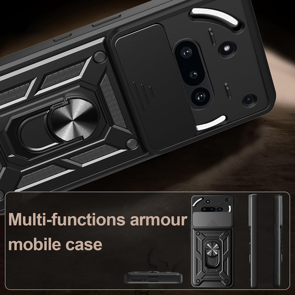 Kuori Nothing Phone (3a):lle, Techsuit, CamShield, Musta