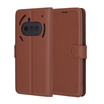 Case for Nothing Phone (3a), Techsuit, Leather Folio, Brown