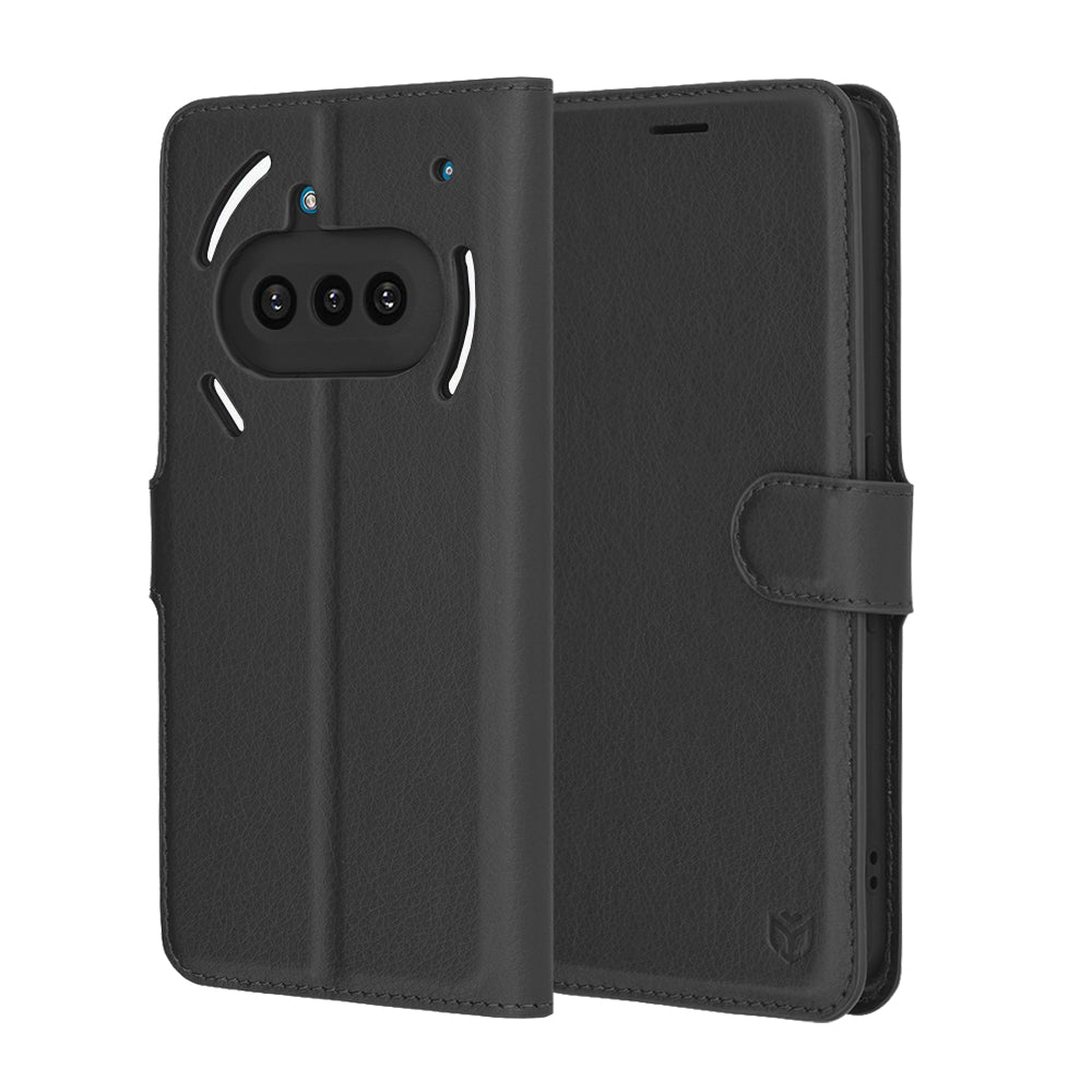 Case for Nothing Phone (3a), Techsuit, Leather Folio, Black