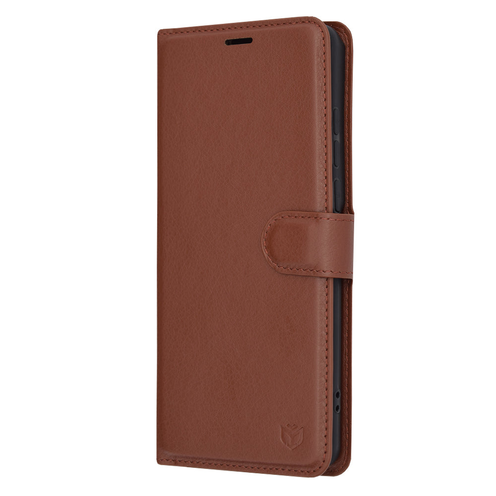 Case for OnePlus 12, Techsuit, Leather Folio, Brown