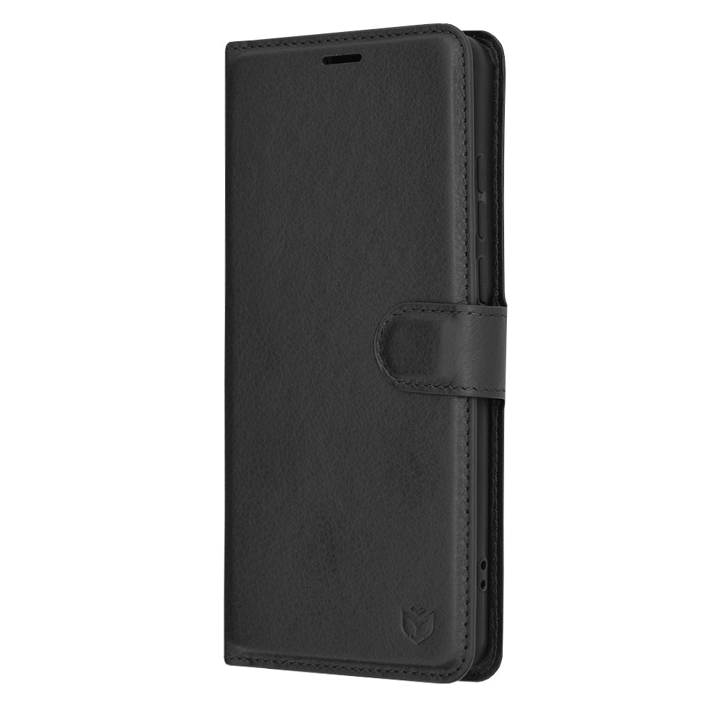 Kuori OnePlus 12:lle, Techsuit, nahkainen folio, musta