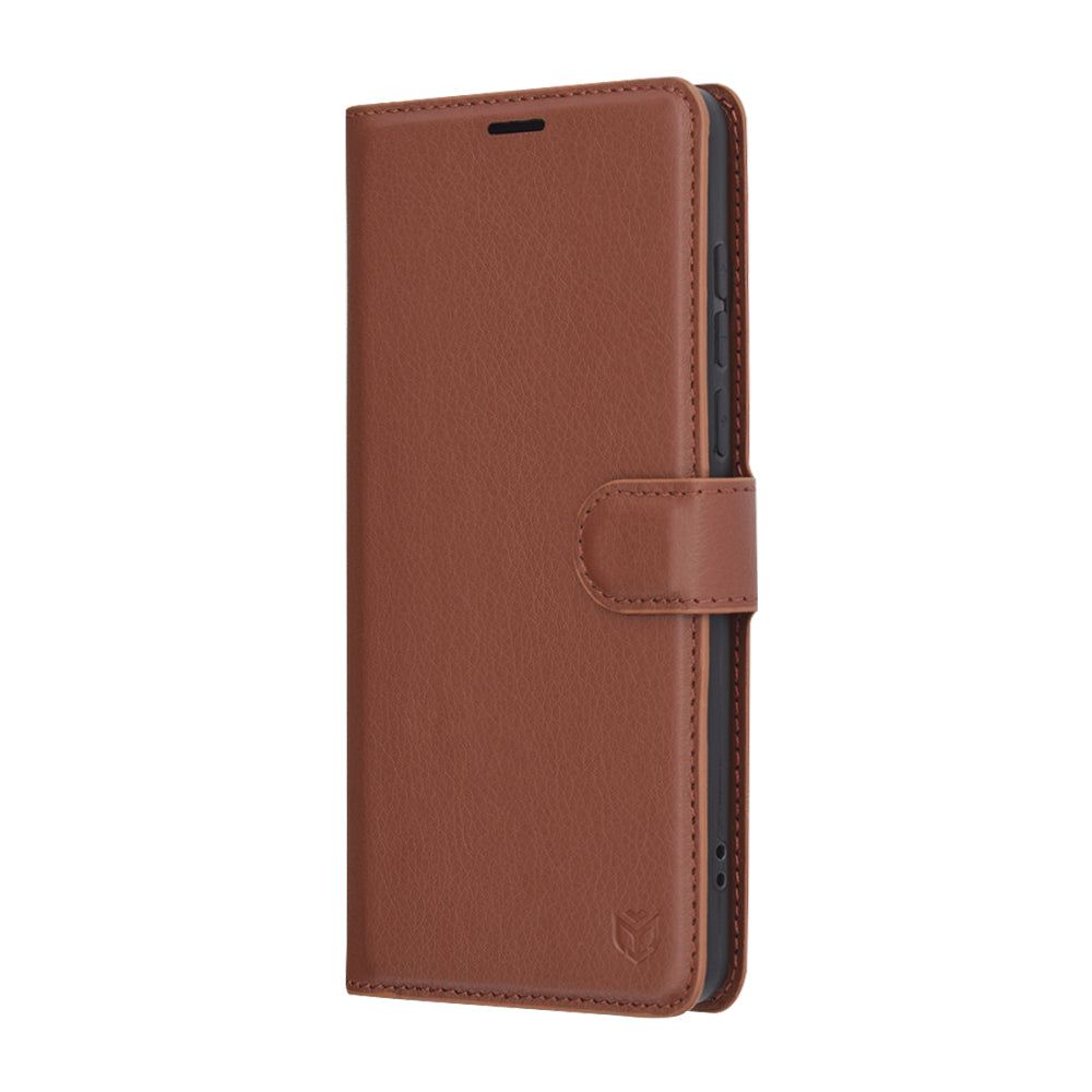 Kuori OnePlus 13:lle, Techsuit, nahkainen folio, ruskea
