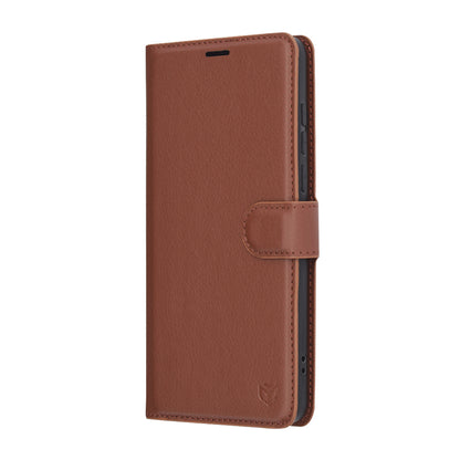 Kuori OnePlus 13:lle, Techsuit, nahkainen folio, ruskea