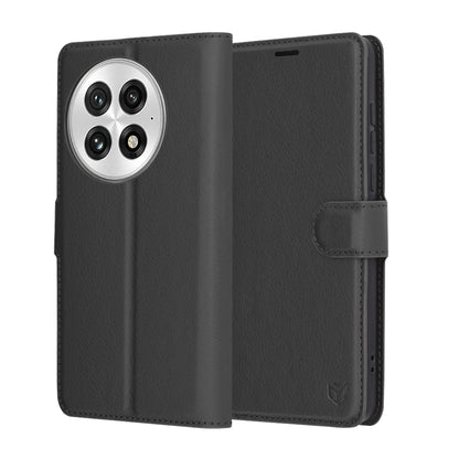 Kuori OnePlus 13:lle, Techsuit, nahkainen folio, musta