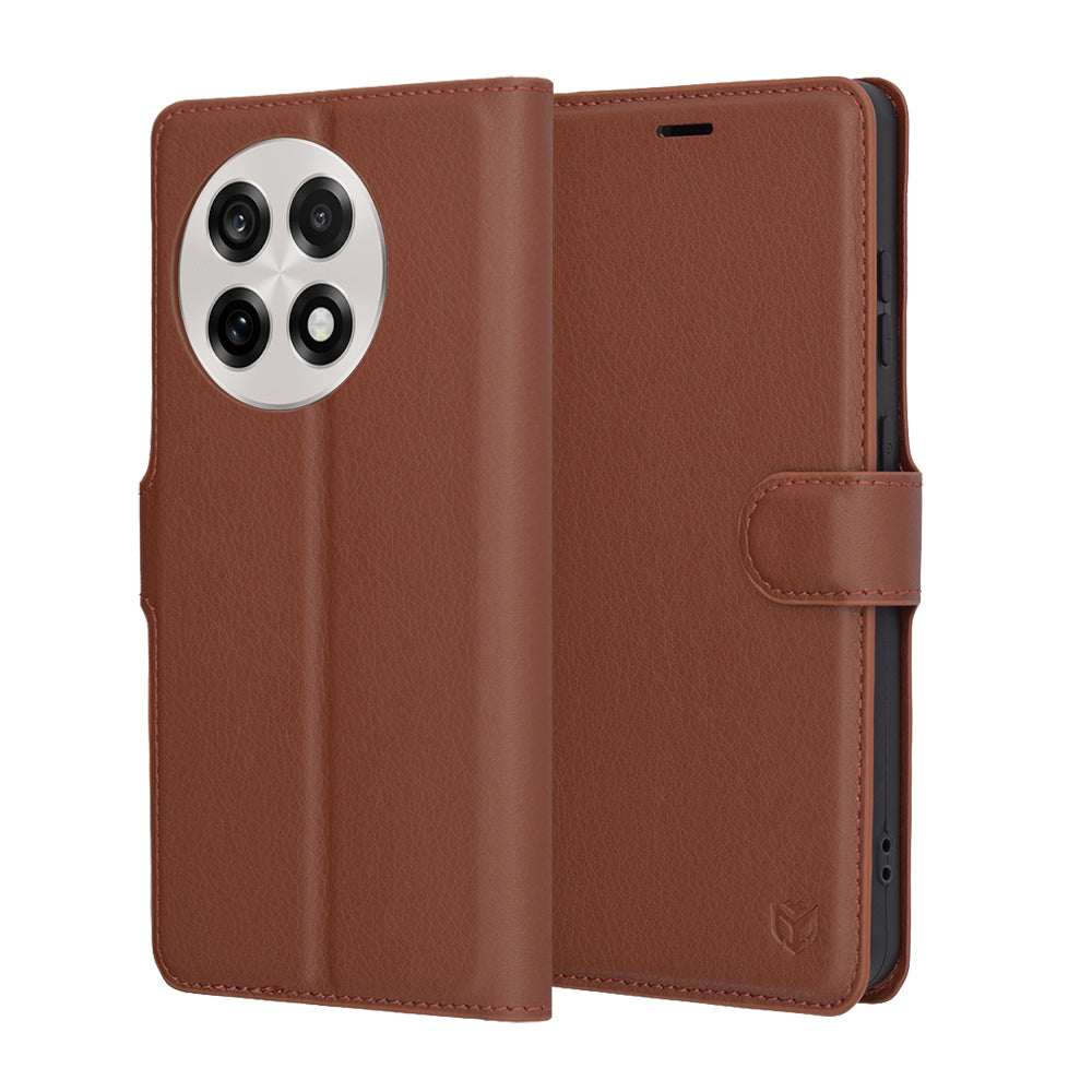 Case for OnePlus 13R, Techsuit, Leather Folio, Brown