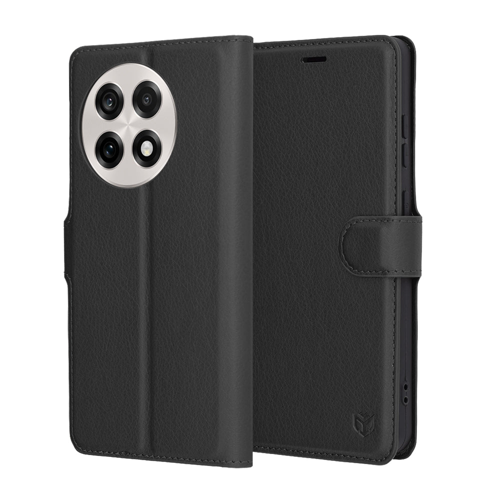 Kuori OnePlus 13R:lle, Techsuit, nahkainen folio, musta