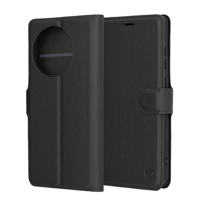 Kuori OnePlus 13R:lle, Techsuit, nahkainen folio, musta