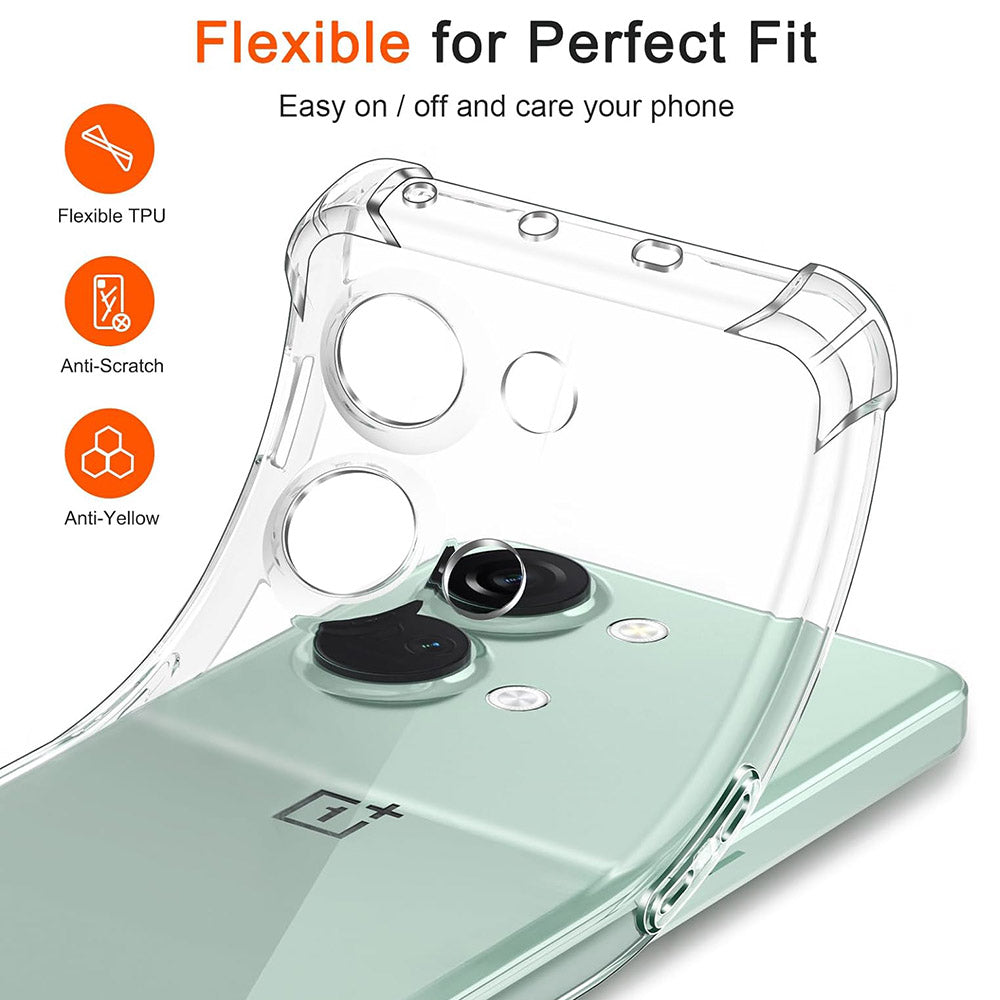 Kuori OnePlus Nord 3:lle, Techsuit, Iskunkestävä Kirkas, Läpinäkyvä