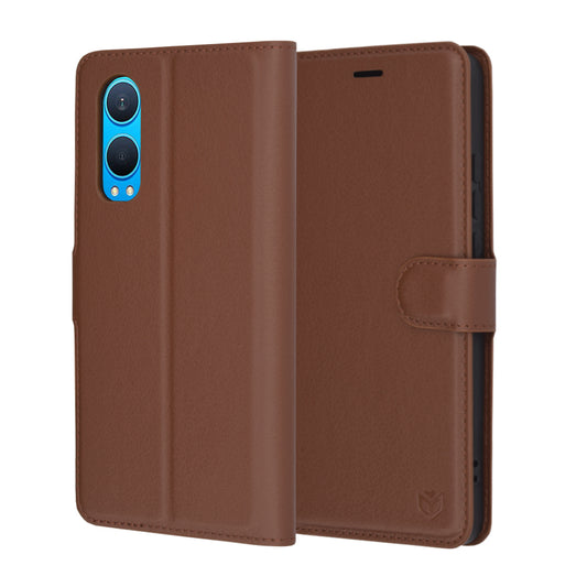 Kuori OnePlus Nord CE4 Lite -puhelimelle, Techsuit, nahkainen folio, ruskea