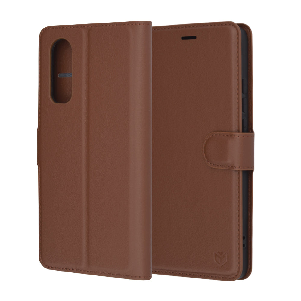 Kuori OnePlus Nord CE4 Lite -puhelimelle, Techsuit, nahkainen folio, ruskea
