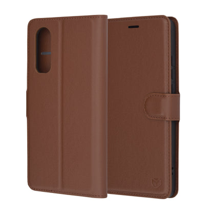 Kuori OnePlus Nord CE4 Lite -puhelimelle, Techsuit, nahkainen folio, ruskea