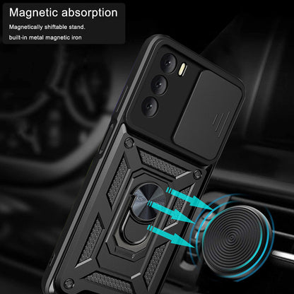 Kuori Oppo A16s / A54s / A16:lle, Techsuit, CamShield, Musta