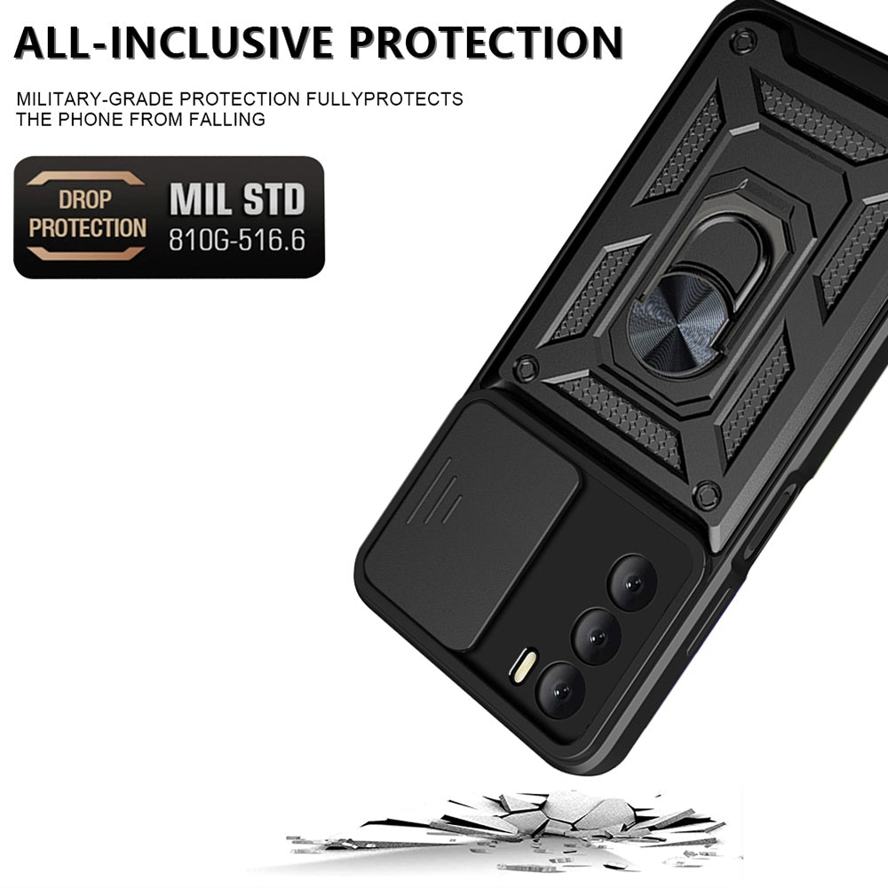 Kuori Oppo A16s / A54s / A16:lle, Techsuit, CamShield, Musta