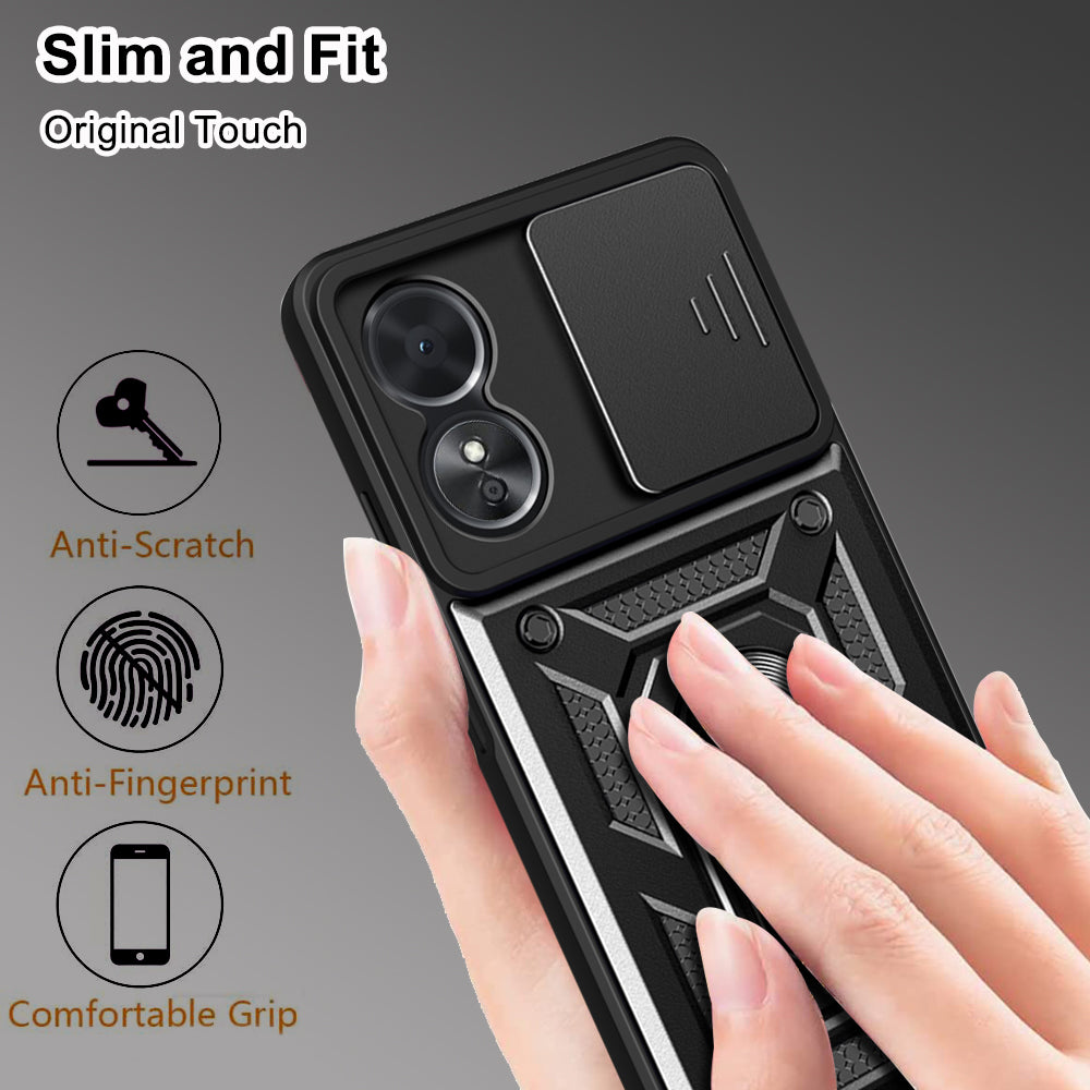 Kuori Oppo A17:lle, Techsuit, CamShield, Musta