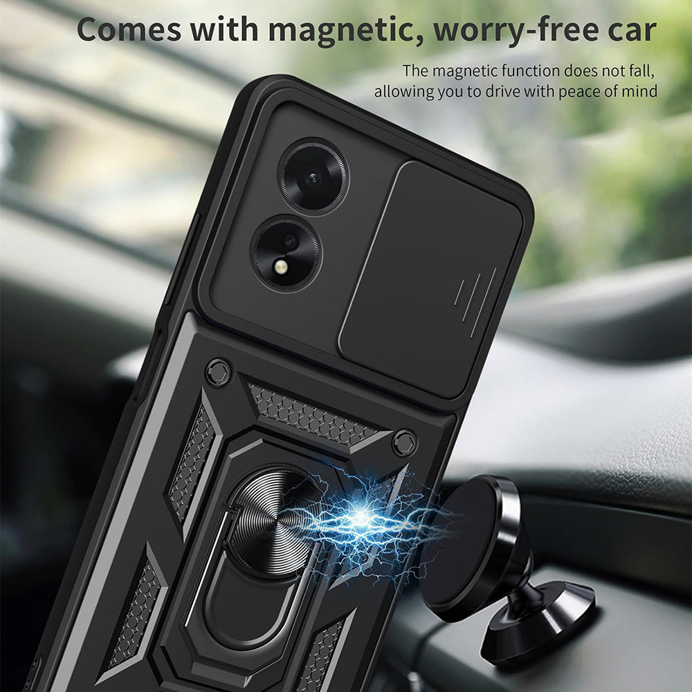 Kuori Oppo A18 / A38:lle, Techsuit, CamShield, Musta