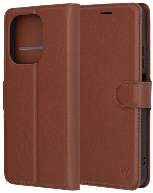 Kuori Oppo A5 Pro 4G / A5 Pro:lle, Techsuit, nahkainen folio, ruskea