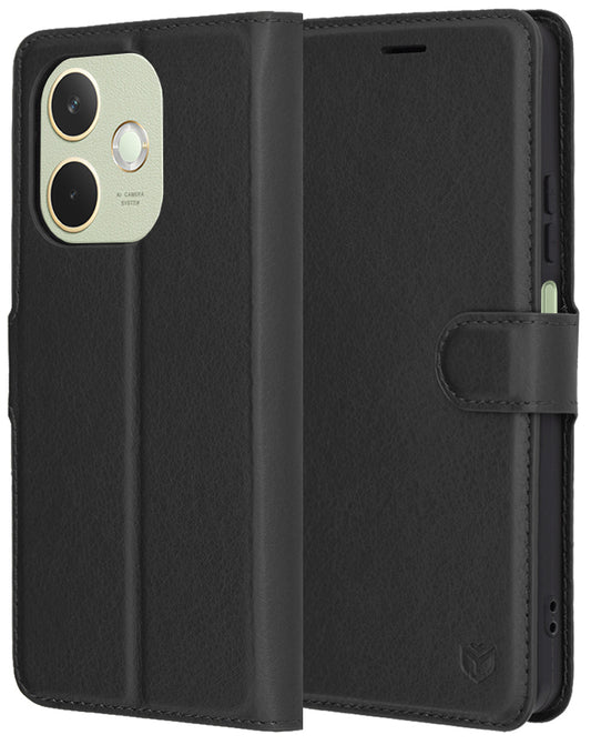 Kuori Oppo A5 Pro 4G / A5 Pro:lle, Techsuit, Nahkainen Folio, Musta