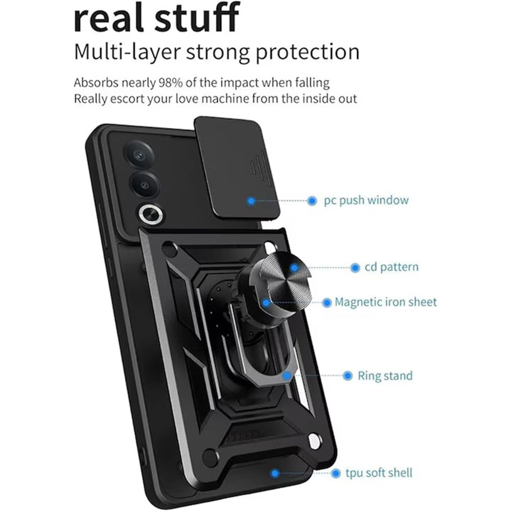Kuori Oppo A80:lle, Techsuit, CamShield, Musta