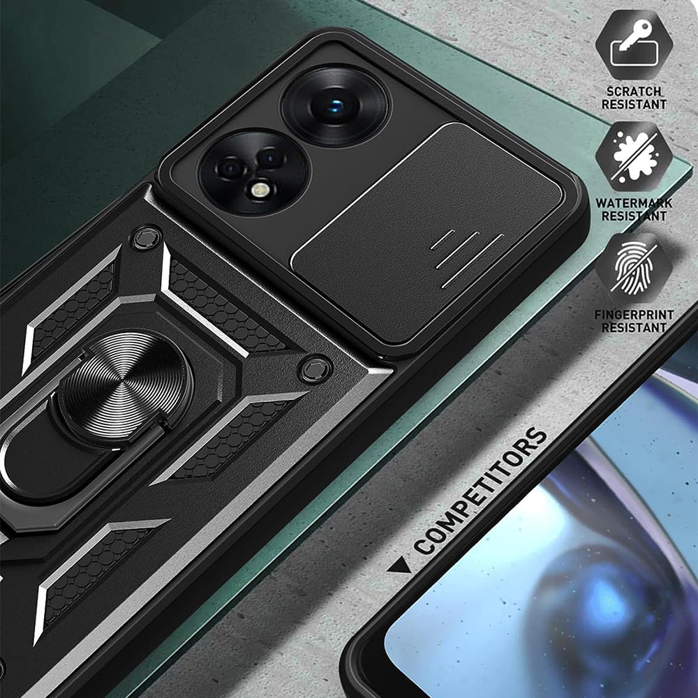Kotelo Oppo A98:lle, Techsuit, CamShield, Musta