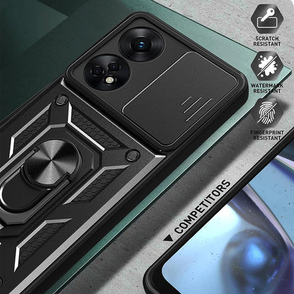 Kotelo Oppo A98:lle, Techsuit, CamShield, Musta