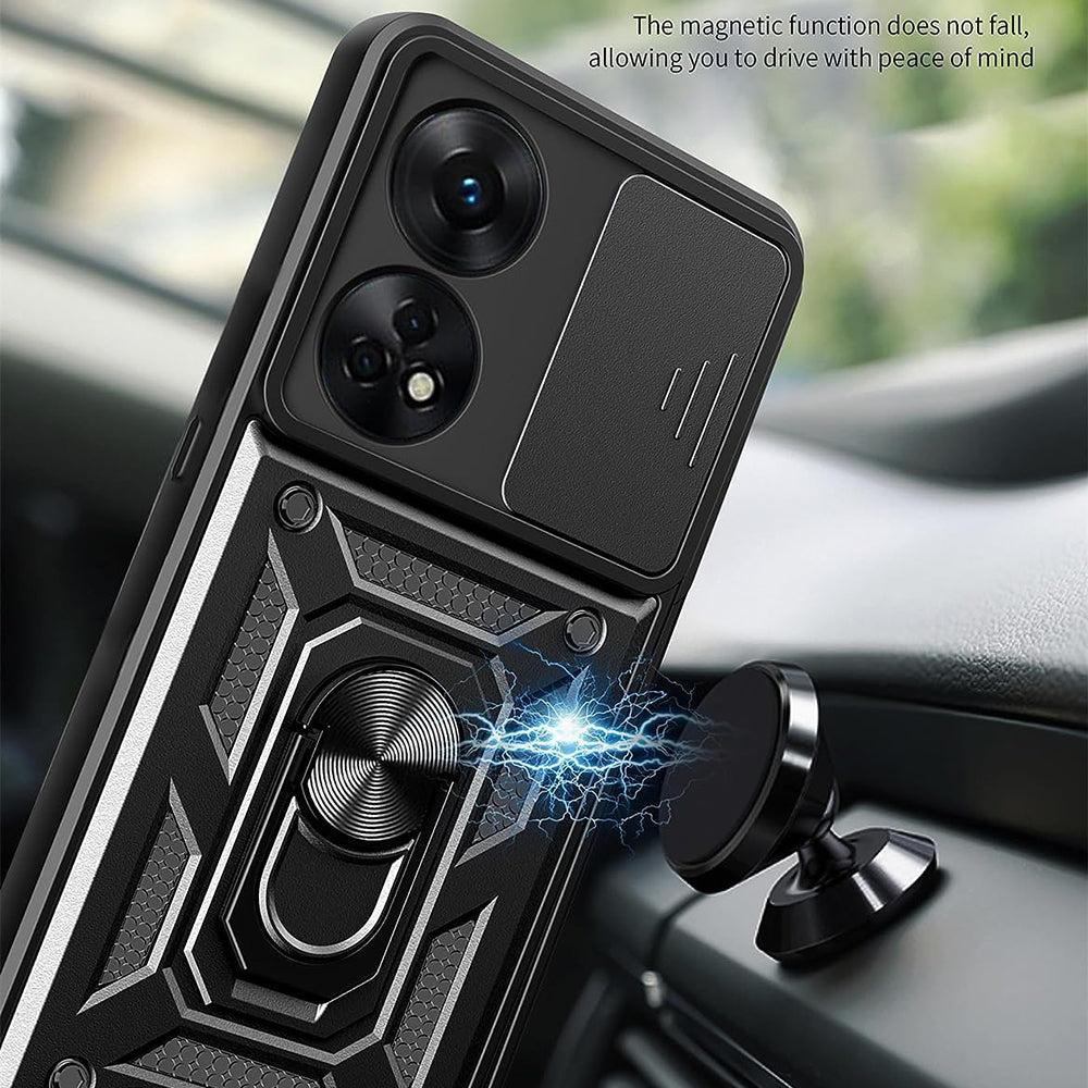 Kotelo Oppo A98:lle, Techsuit, CamShield, Musta