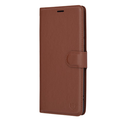 Kuori Oppo Reno10 / Reno10 Pro -puhelimelle, Techsuit, nahkainen folio, ruskea