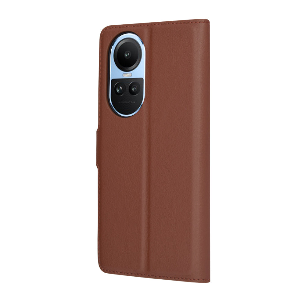 Kuori Oppo Reno10 / Reno10 Pro -puhelimelle, Techsuit, nahkainen folio, ruskea