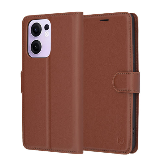 Kuori Oppo Reno13 FS 5G / Reno13 F 4G / Reno13 F, Techsuit, Nahkainen Folio, Ruskea