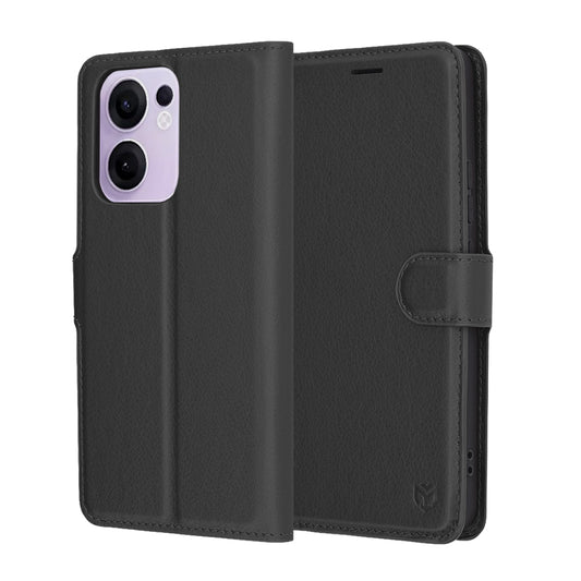 Kuori Oppo Reno13 FS 5G / Reno13 F 4G / Reno13 F, Techsuit, Nahkainen Folio, Musta