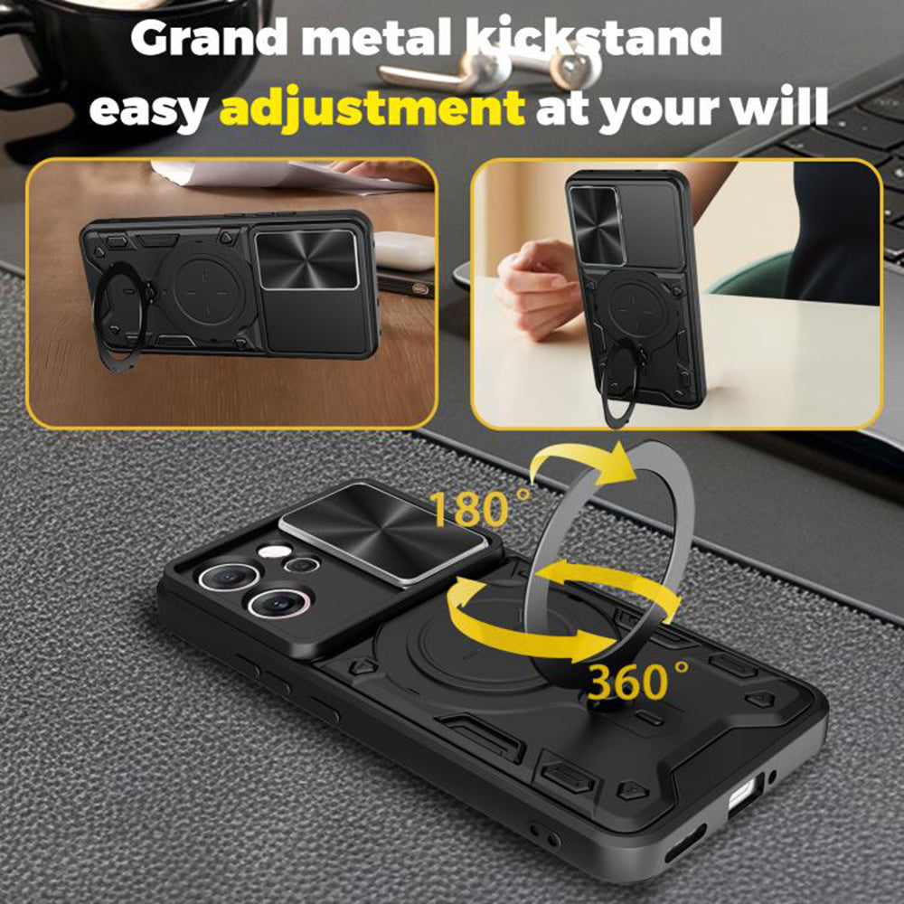 Kuori Oppo Reno14 FS 5G / Reno14 F:lle, Techsuit, CamGuard Pro, Musta