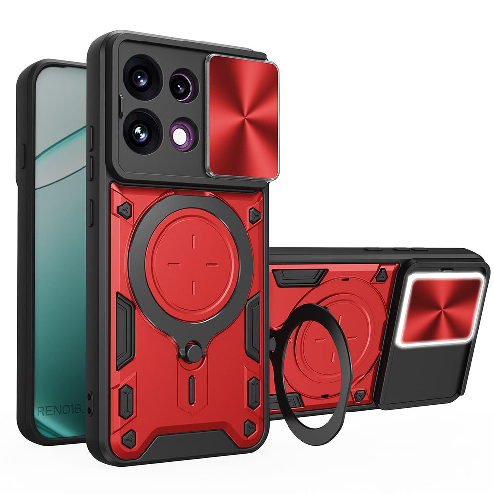 Kuori Oppo Reno16 F / Reno16 FS:lle, Techsuit, CamGuard Pro, Punainen