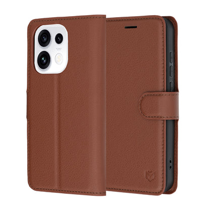 Kuori Oppo Reno16 Pro:lle, Techsuit, nahkainen folio, ruskea