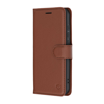 Kuori Oppo Reno16 Pro:lle, Techsuit, nahkainen folio, ruskea