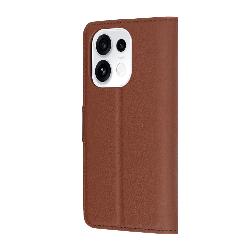 Kuori Oppo Reno16 Pro:lle, Techsuit, nahkainen folio, ruskea